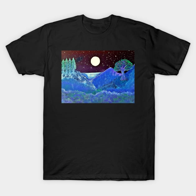 Magical Moonlight Landscape T-Shirt by sarahwainwright